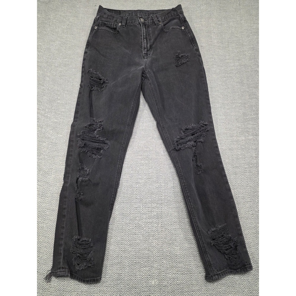 American Eagle Outfitters Women's Black‎ Distressed Ripped Mom Jeans Size 2